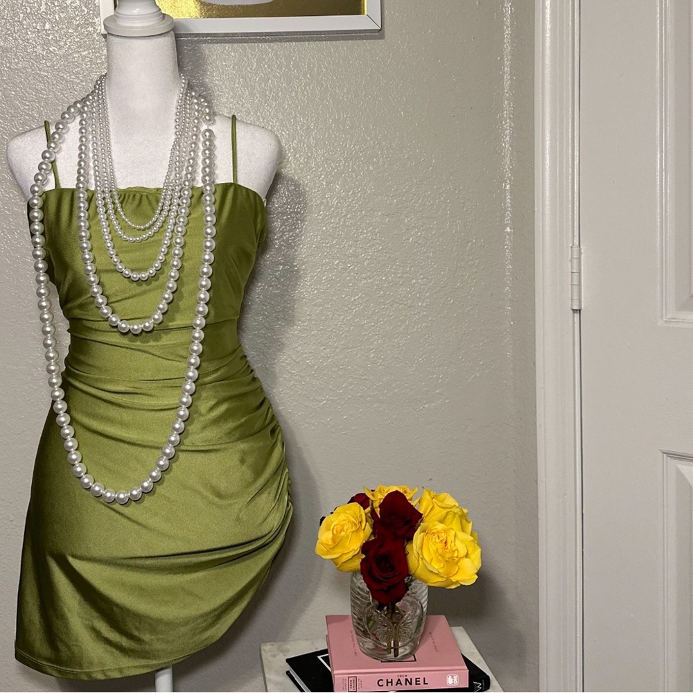 OLIVE GREEN MINI DRESS